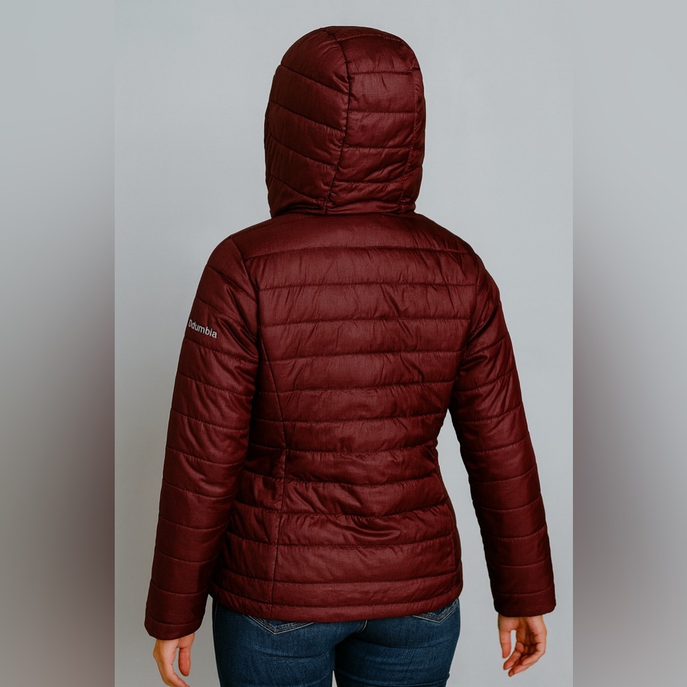 Columbia Womens Omni-Heat Insulated Hooded Burgundy Jacket L Winter Outdoor - Picture 4 of 17